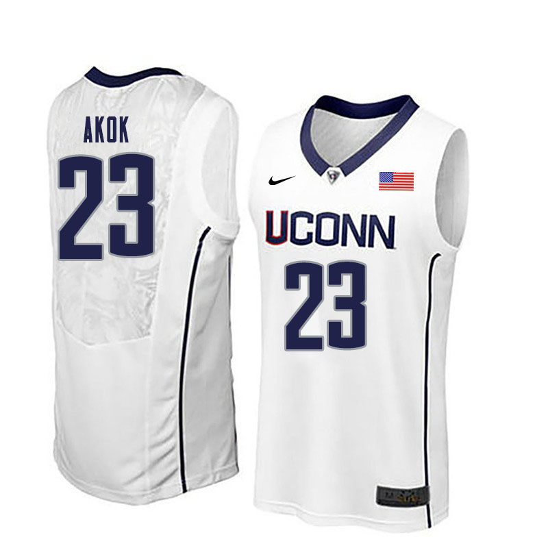 Men #23 Akok Akok Uconn Huskies College Basketball Jerseys Sale-White